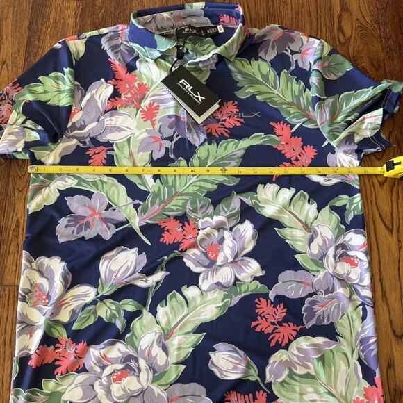 RLX Ralph Lauren Classic Fit Performance Polo Shirt Mens M Hawaiian Floral Golf - Picture 7 of 11